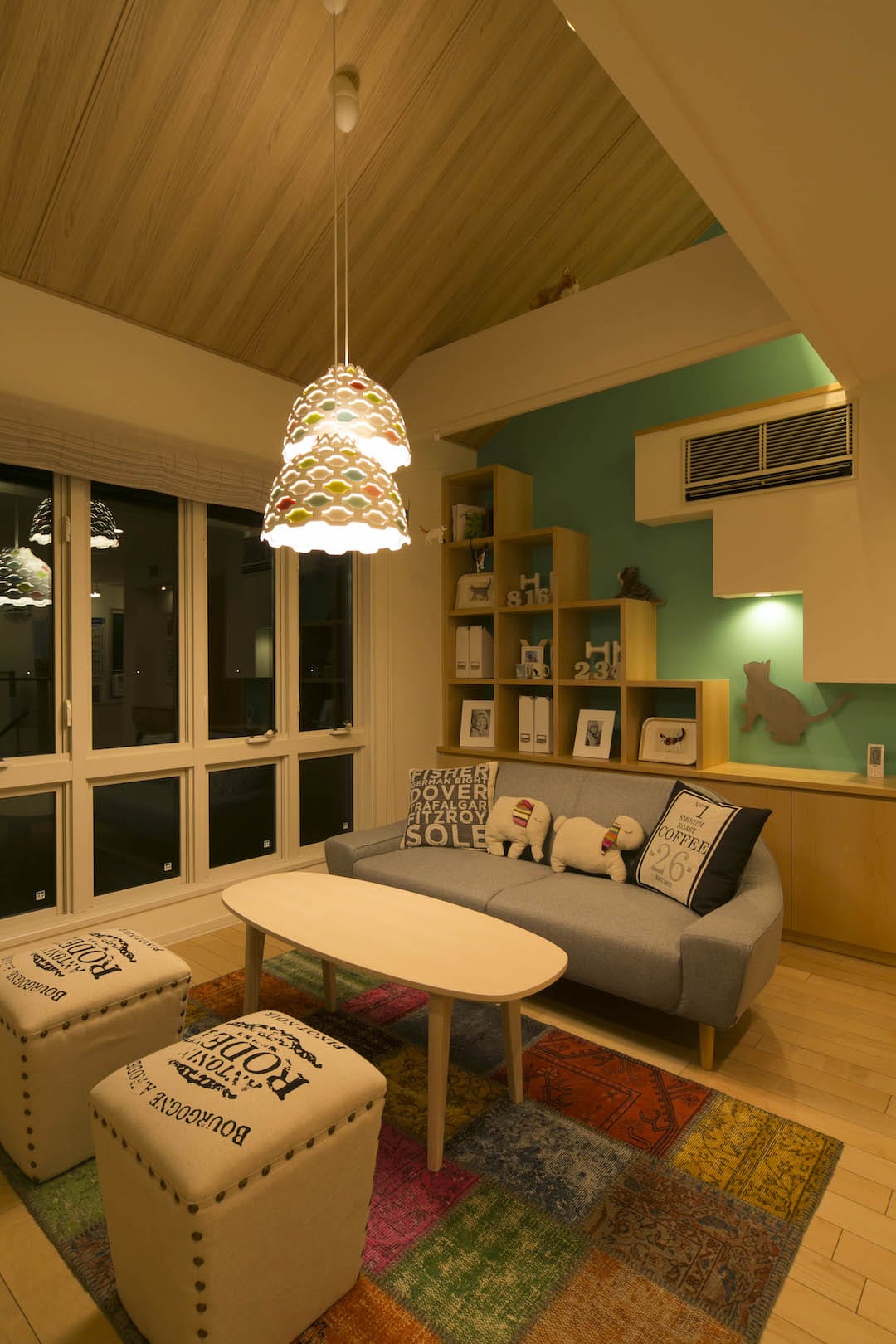 流山おおたかの森展示場-夜間_2Fリビング