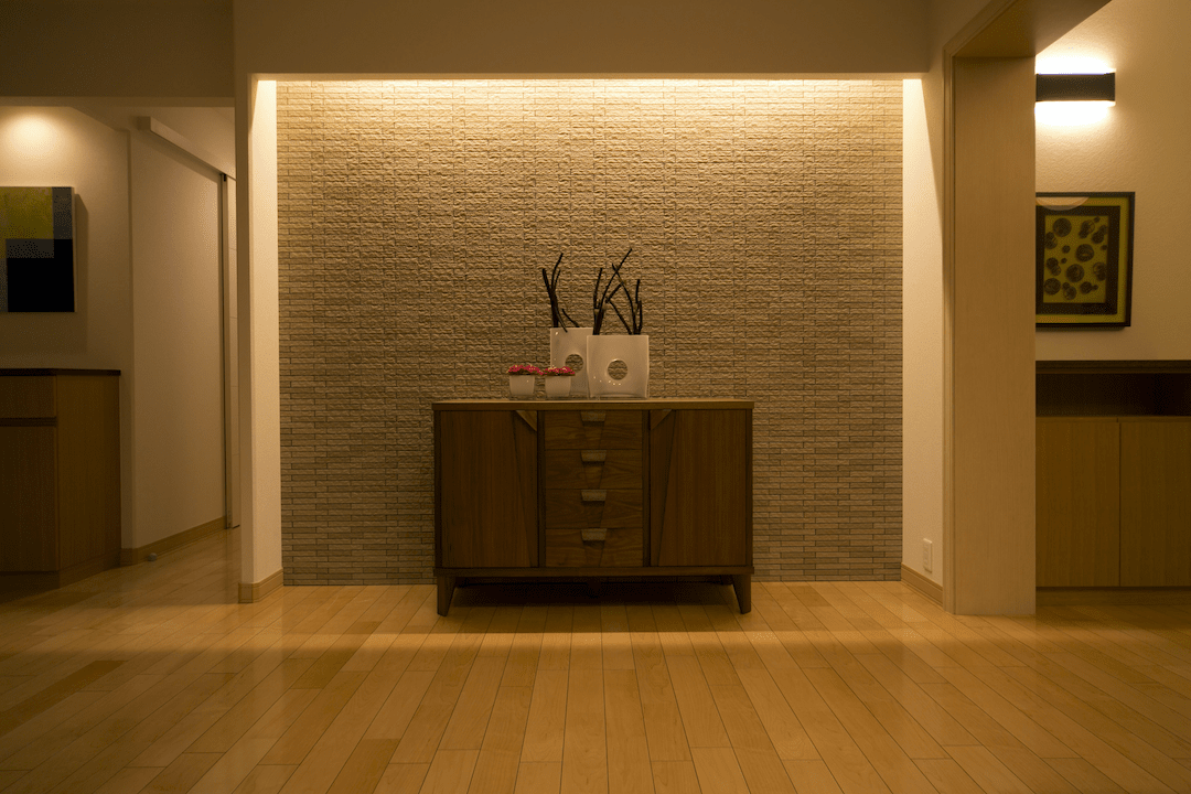 富士吉田展示場 夜間_1階玄関ホール