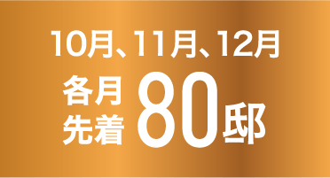 10月、11月、12月 各月先着80邸