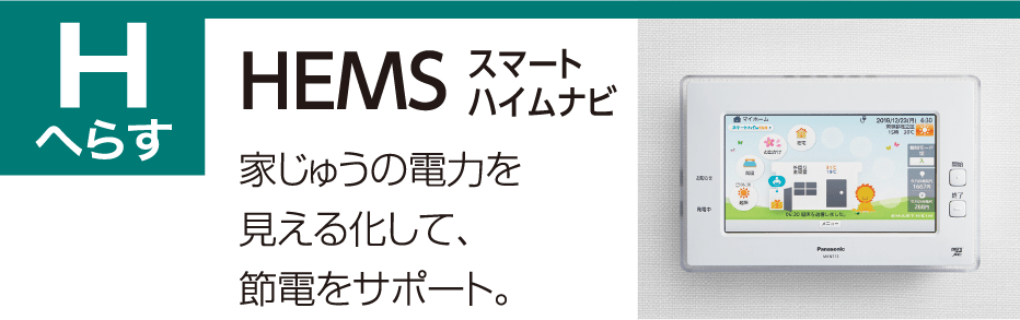 Hへらす HEMSスマートハイムナビ 家じゅうの電力を見える化して、節電をサポート。