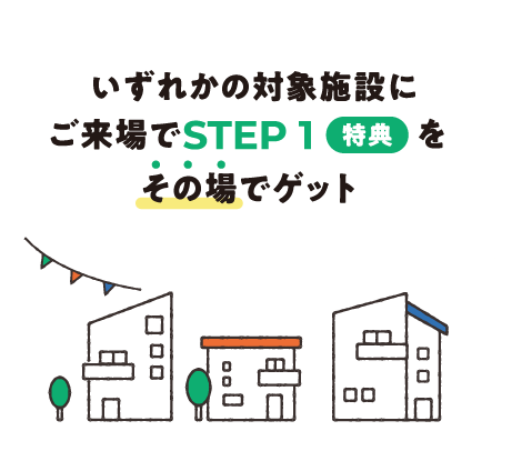いずれかの対象施設にご来場でSTEP1特典をその場でゲット