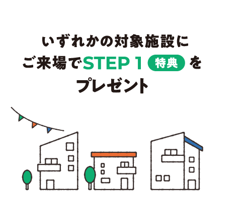 いずれかの対象施設にご来場でSTEP1特典をプレゼント