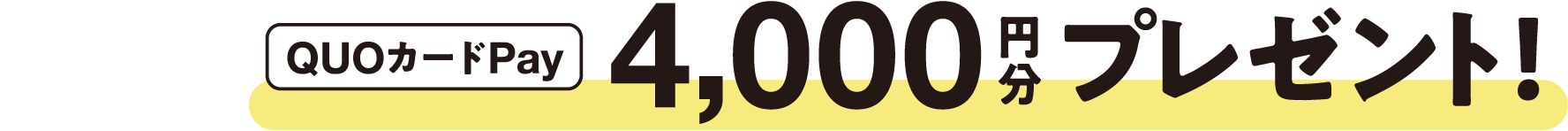 QUOカードPay4,000円分プレゼント！