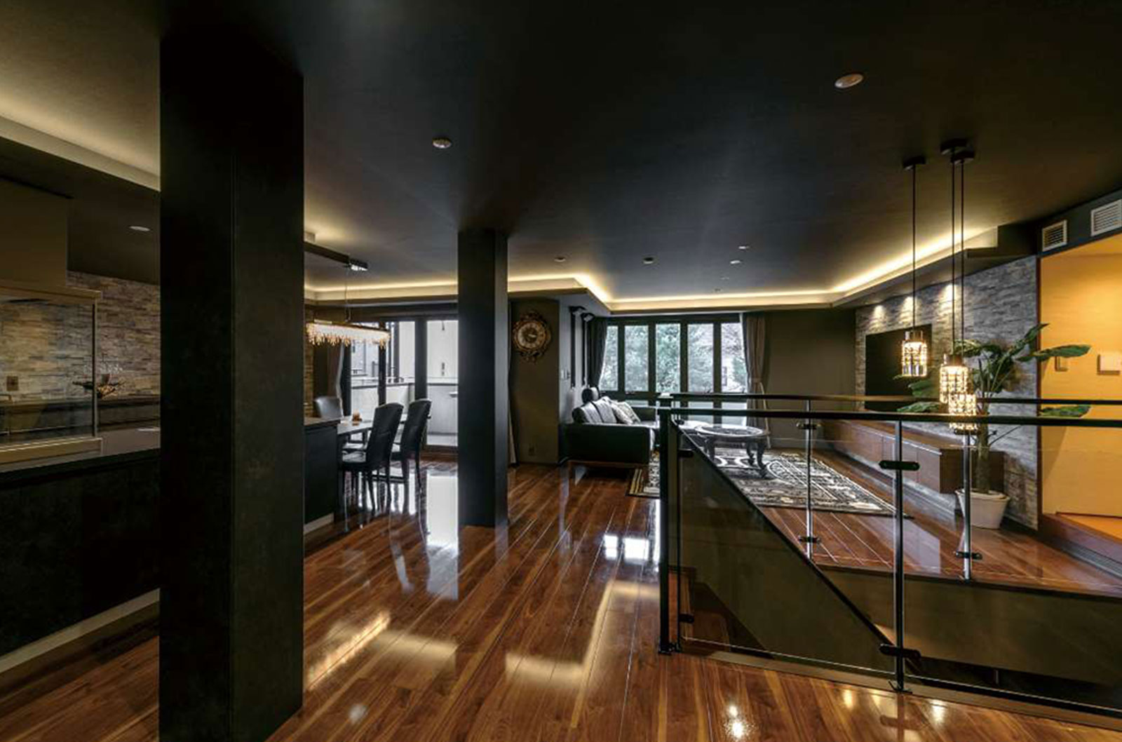 東京セキスイハイム建築事例_クロス、照明、床材などで空間をトータルコーディネート