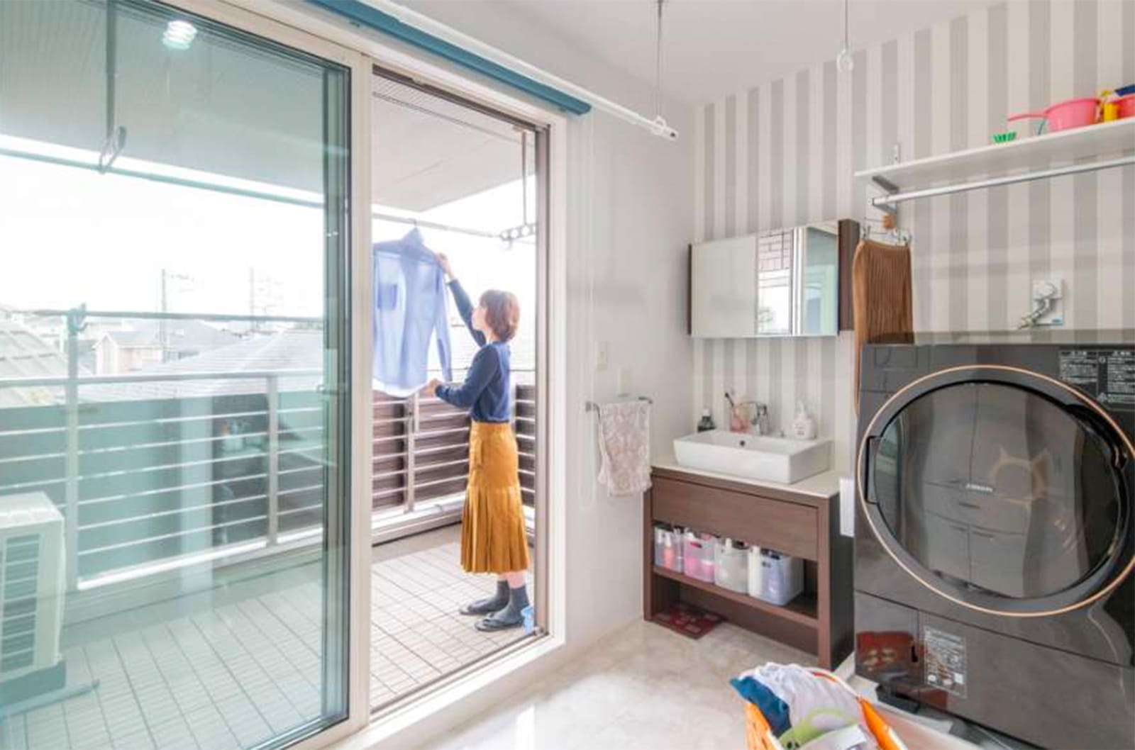 東京セキスイハイム建築事例_効率のよい洗濯動線を実現