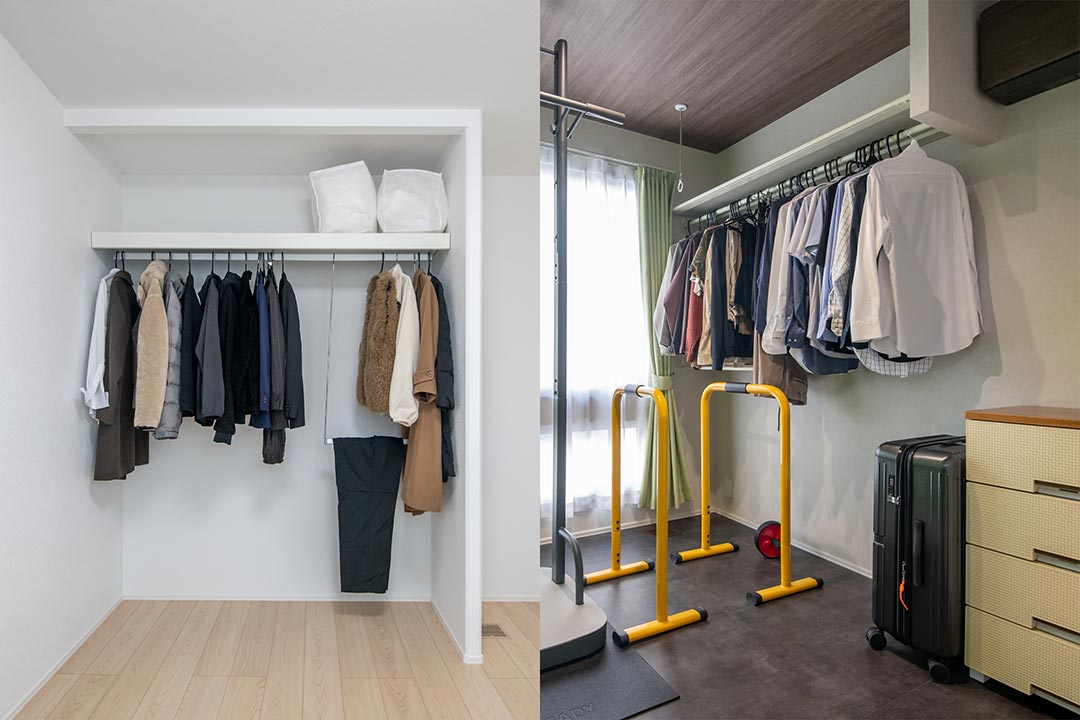 イメージ_東京セキスイハイム建築事例_扉がなく、空間に広々とした印象を与えるオープンクロゼット