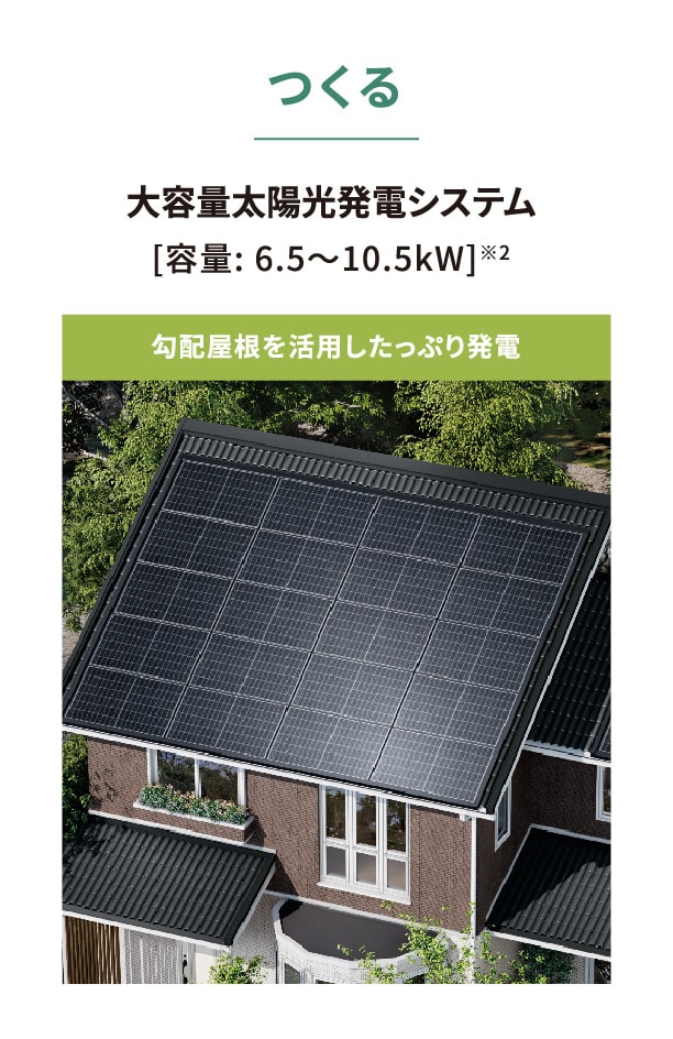 つくる、大容量太陽光発電システム[容量: 6.5～10.5kW]※2